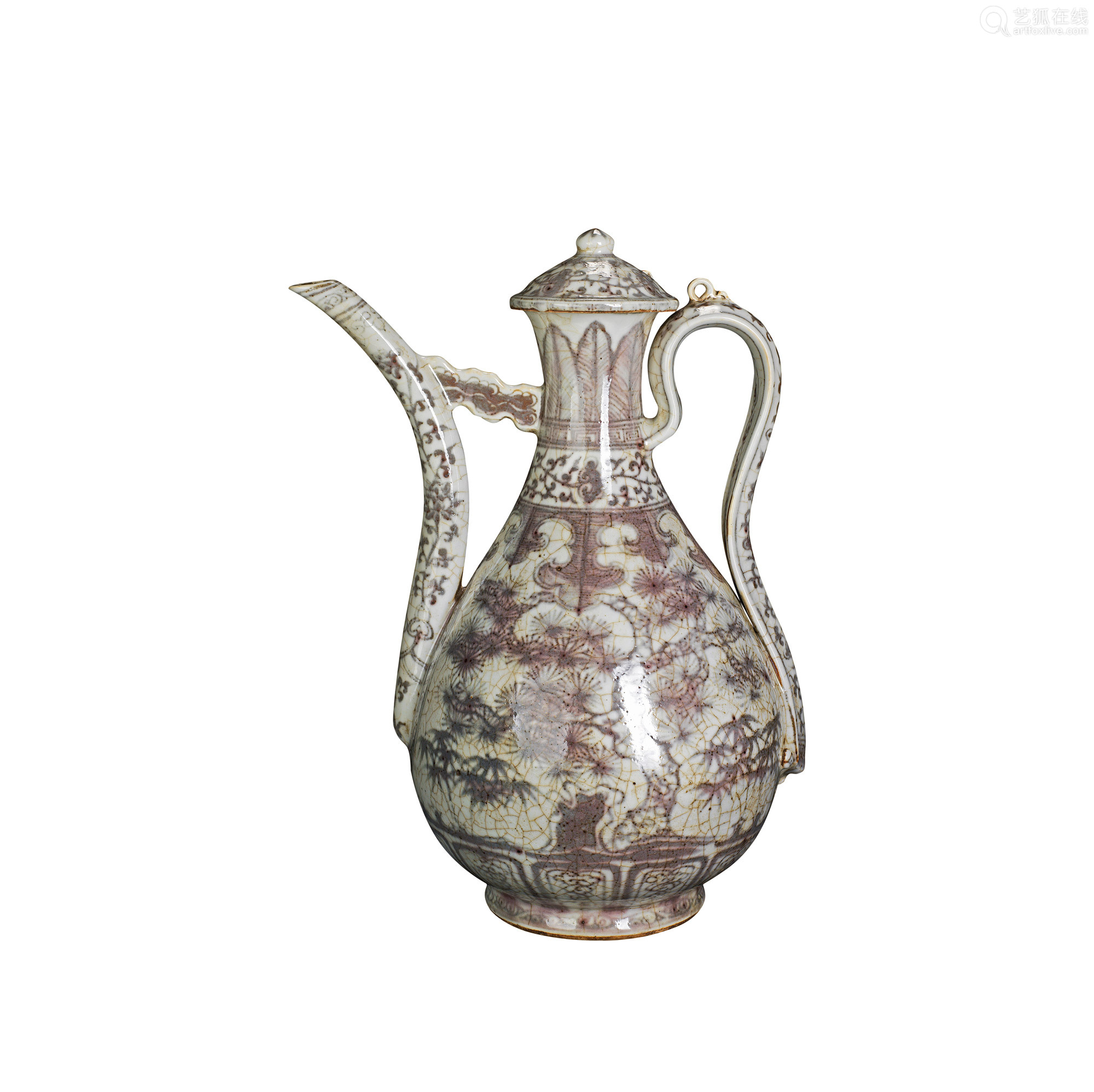 元代釉里红松竹梅执壶 带盖 Deal Price Picture 元代釉里红松竹梅执壶 带盖 Deal Price Picture