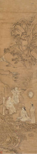 佚名 清代 白描佛教人物 立轴 纸本