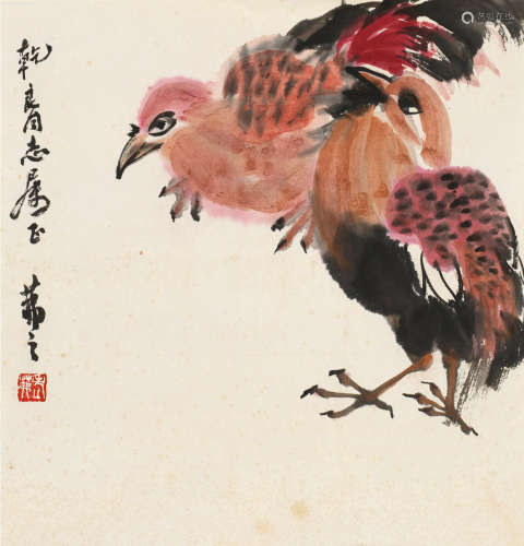 吴茀之 近现代 鸟语花香 镜片 纸本