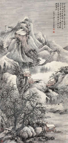 吴琴木 1894～1953 空山雪景 立轴  设色纸本