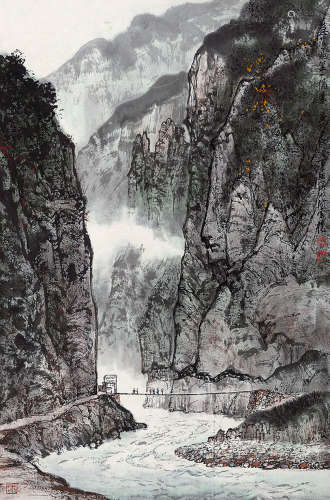 1983年作 黄纯尧 1925～2007 巫峡云桥  镜片  设色纸本