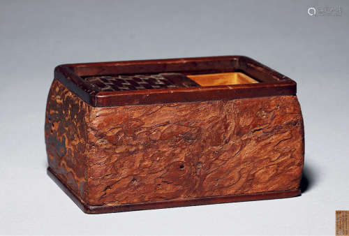 大正时期 卷帘式 老木储物盒