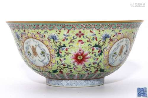 A Famille Rose Gilt Floral Bowl