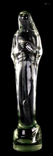 A 1930's Leerdam Glass Company frosted glass figure of the Madonna and Child by Stef Uiterval,