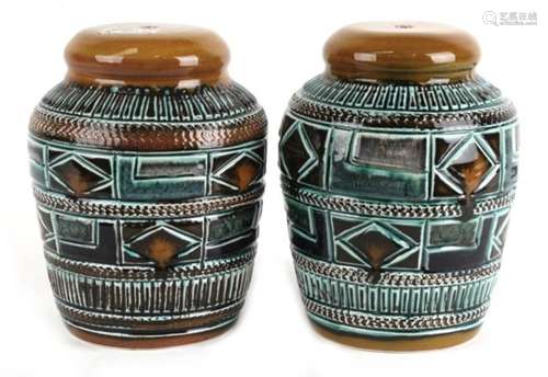 A pair of mid 20th century Tradpots Pottery lamp bases, 21cms (8.25ins) high.