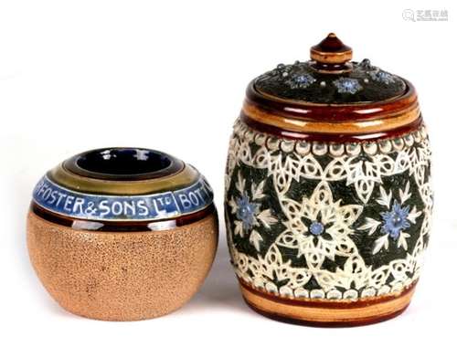 A Doulton Lambeth stoneware advertising match striker; together with a Doulton Lambeth tobacco