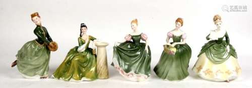 A group of five Royal Doulton figures to include Top of the Hill, Christmas Morn and Kathleen (5).