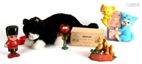 A Steiff black and white cat; together with a boxed Magic Roundabout 'Zebulon' (Zebedee); an early