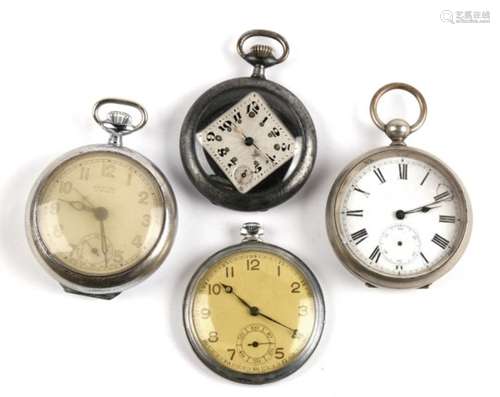 A group of four open faced pocket watches