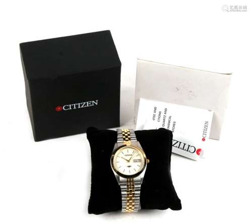 A Citizen automatic 21 jewel gentleman's wrist watch with day date aperture. Boxed, together with