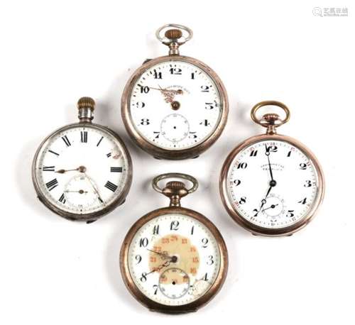 A group of four silver cased open faced pocket watches