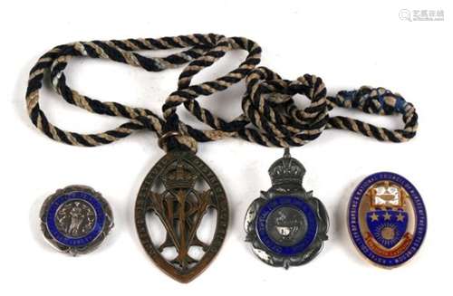 A group of four nurses badges, three in silver, Queens Hospital for Children, Central Nursing