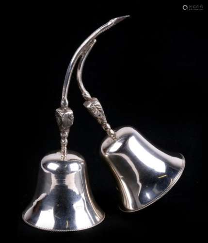 A novelty Egyptian sterling silver table bell in the form of a double flower. 140g