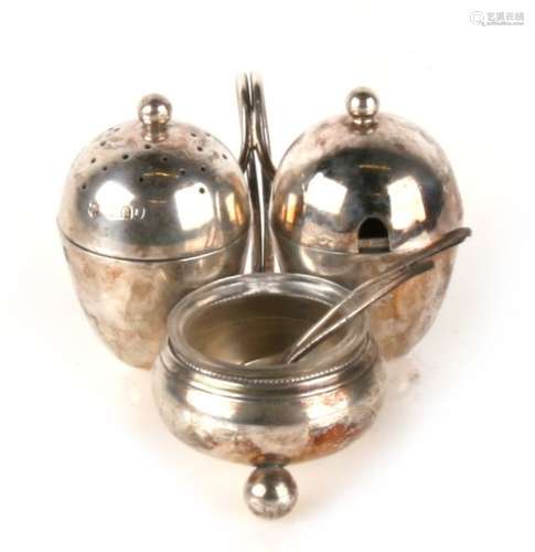 A Goldsmiths & Silversmiths Co. novelty all in one silver cruet set. London 1898, silver weight