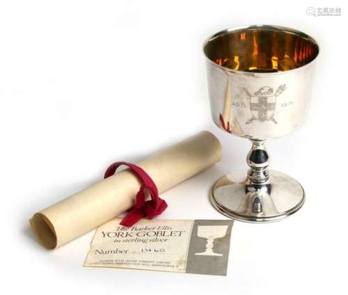 The Barker Ellis York goblet in sterling silver, Birmingham 1971 to celebrate the 1900th anniversary