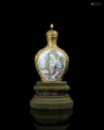 A Bronze Gilt Painted Enamel Snuff Bottle