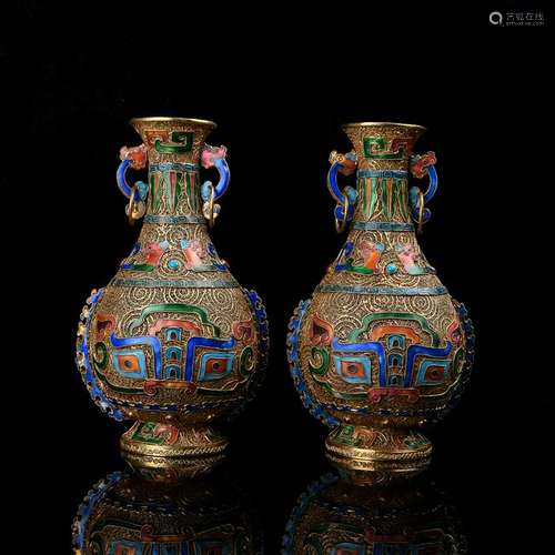 Pair of Silver Gilt Vases