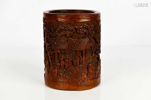 A Carved Bamboo Brush-pot