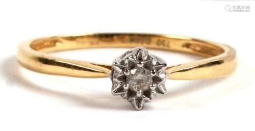 An 18ct gold and star set solitaire diamond ring, 1.8g. Approx. UK size N.