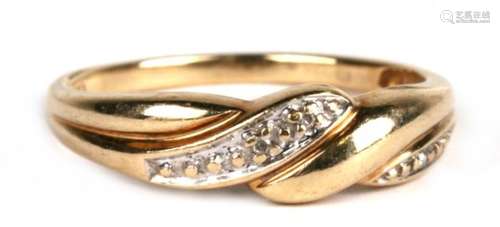 A 9ct gold diamond set ring, approx UK size 'Q'.