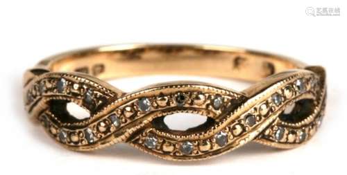 A 9ct gold diamond set ring, approx UK size 'O'.