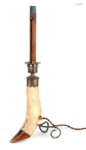 Taxidermy. A Rowland Ward silver mounted deer leg table lamp, London 1902 with RW makers mark and