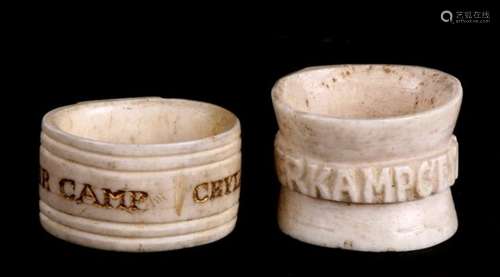 Two Boer War prisoner of war bone napkin rings.