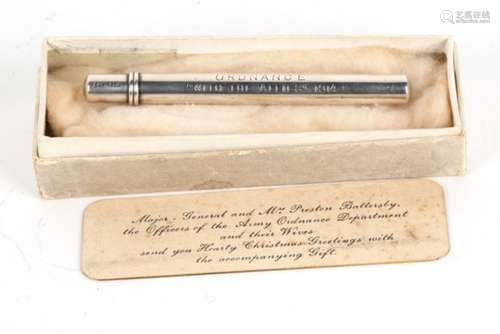 A WW1 S. Mordan & Co. silver pencil engraved ORDNANCE 