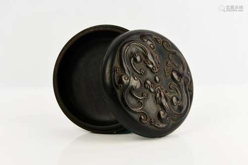 A Carved Rosewood Circular Box