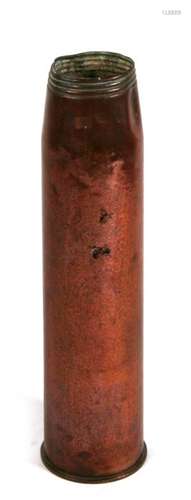 A huge 1965 copper artillery shell case umbrella/stick stand. Height 64cms (25.25ins) by 16.5cms (