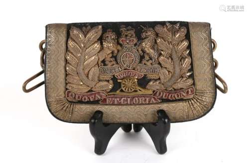 A 19th century Royal Regiment of Artillery officers bullion wire cross belt pouch. Width of pouch