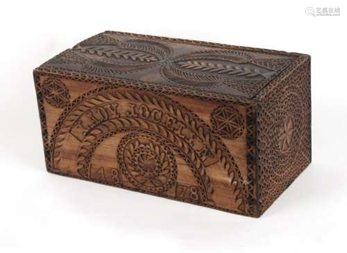 A 19th century Kauri chip carved sailors ditty box from the three masted sailing ship the Lady