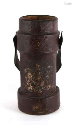 A late 19th early 20th century leather Cordite Carrier in original condition with carry handle.