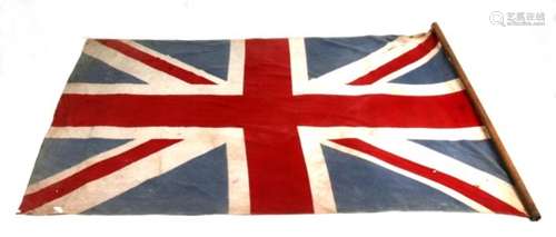 A large early 20th century wall hanging British Made printed cotton patriotic Union Jack flag