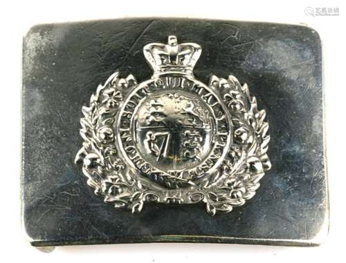 A 19th century Army Officers white metal (not silver) belt buckle. Overall width 8cms (3.125ins)