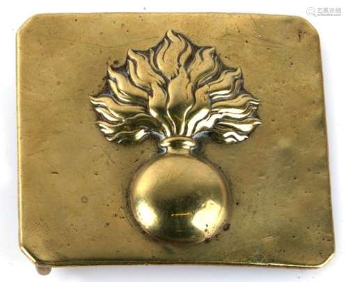 A circa 1860 French Grenadier pressed brass belt buckle. Indistinct makers name to the reverse.