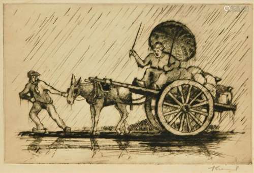 European Asiatic Travelling Genre Scene Etching