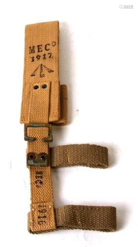 An unissued 08 Pattern bayonet frog with helve strap and carrier. Marked to the reverse of the helve