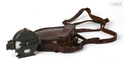 A WWI period 1916 leather cased angle of sight instrument H.A. Mk1 by JH Steward Ltd. Case 11.5 by