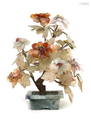 A Chinese hardstone gem tree, 33cms (13ins) high.Condition Reportgood overall condition