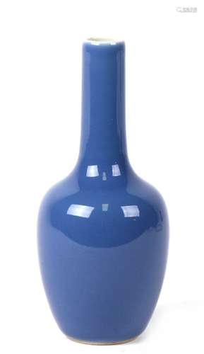 A Chinese monochrome bottle vase with Claire de Lune blue glaze, having a Yongzheng six character