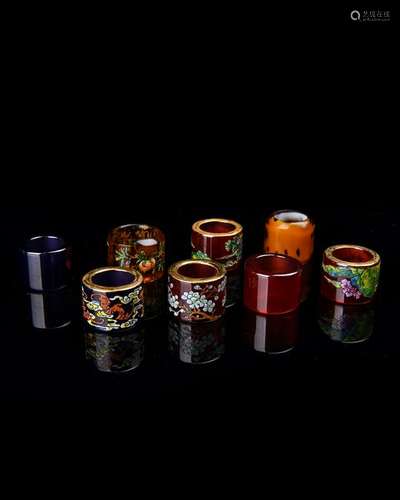 A Collection of Pekin Glass Rings