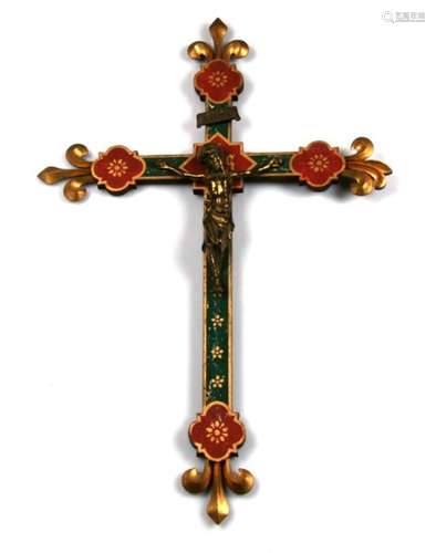 A Continental painted wood crucifix.58cm 22.75ins high.