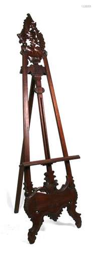 A large mahogany easel, 219cms (86ins) high.