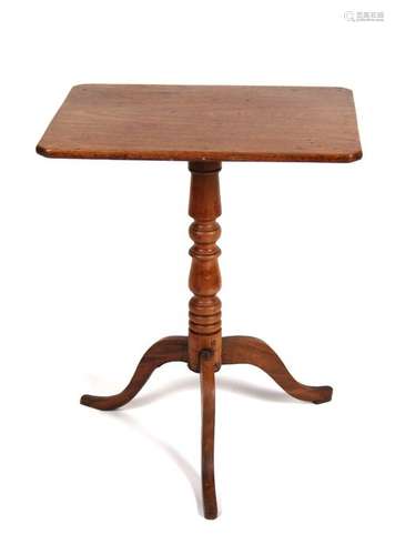 A 19th century mahogany tilt-top occasional table, the rectangular top above a turned column on