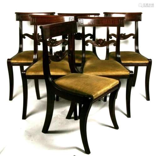 A matched set of six Regency style mahogany dining chairs.