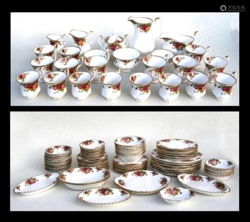 A Royal Albert Country Roses pattern tea, coffee and dinner set.