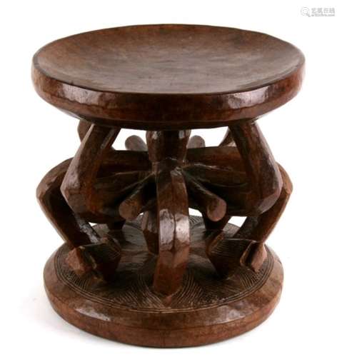 Africa/ Tribal Art. An Ozo Society Title stool of intricate carved shape and form. Igbo, Awka region