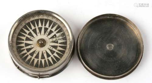 A Victorian silver plated compass with paper dial