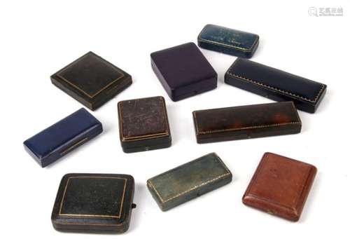 Ten Victorian leather and other watch boxes for wristwatches and pocket watches